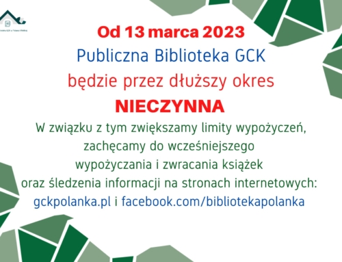 Od 13.03 do odwołania biblioteka nieczynna