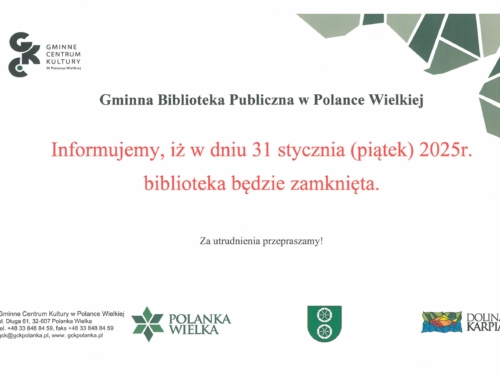 W piątek 31.01.25r. biblioteka będzie nieczynna!