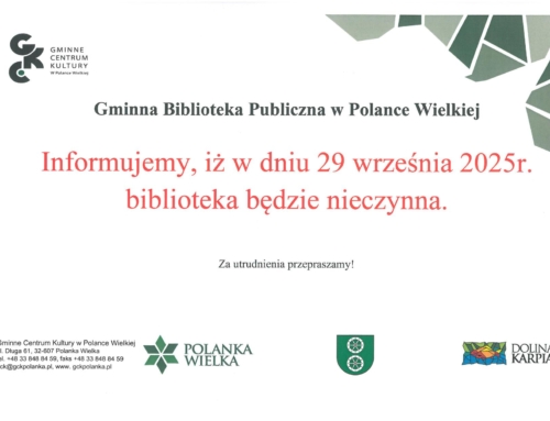 29 września 2025r biblioteka będzie nieczynna. Za utrudnienia przepraszamy!