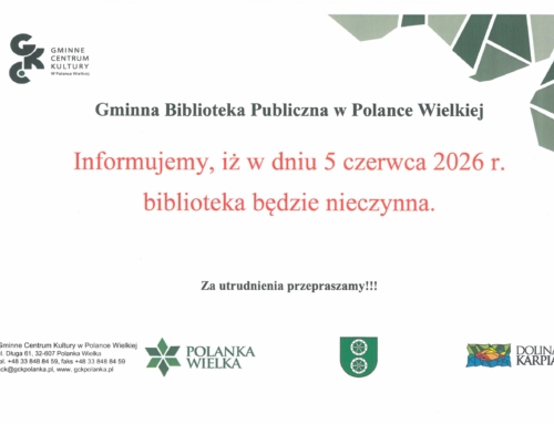 W dniu 5 czerwca 2026 r. biblioteka będzie nieczynna. Za utrudnienia przepraszamy!